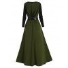 Ensemble deux pièces avec haut à capuche et mini-robe à manches longues en dentelle transparente - Vert M