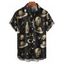 Chemise gothique à manches courtes et boutons pour homme, style western, avec imprimé chapeau de cowboy et tête de mort en verre - Noir 5XL