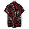 Chemise gothique à manches courtes et boutons pour homme, motif tête de mort, rose, dés, lettres, vacances - Noir 5XL