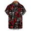 Chemise gothique à manches courtes et boutons pour homme, motif tête de mort, rose, dés, lettres, vacances - Noir 5XL