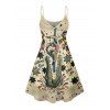 Vacation Couple Outfit Cartoon Monkey with Striped Skirt Crocodile Star Letter Print Spaghetti Strap Tank Dress and Button Up Shirt Vintage Matching Outfit - multicolor S | US 4