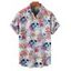 Chemise gothique à manches courtes et boutons pour homme, motif floral coloré et tête de mort, style vacances - Blanc 5XL