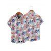 Chemise gothique à manches courtes et boutons pour homme, motif floral coloré et tête de mort, style vacances - Blanc 5XL