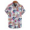 Gothic Couple Outfit Allover Colored Floral Skulls Pattern Ruched Bust Belt Sweetheart Neck Dress and Button Up Shirt Vacation Matching Outfit - Blanc S | US 4