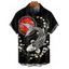 Chemise de vacances à motif géométrique de fleurs de pêcher pour homme, boutonnée, retroussée, manches courtes, style vintage - Noir 5XL