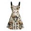 Robe de vacances style western à motif tête de mort et chapeau de cowboy, décolleté en cœur, coupe trapèze, mini-robe vintage - multicolor XXXXXL | US 20