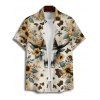 Chemise homme motif tournesol et chapeau de cowboy, style western, vintage, boutonnée, retroussée, manches courtes, idéale pour les vacances - multicolor 5XL