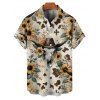 Chemise homme motif tournesol et chapeau de cowboy, style western, vintage, boutonnée, retroussée, manches courtes, idéale pour les vacances - multicolor 5XL