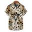 Chemise homme motif tournesol et chapeau de cowboy, style western, vintage, boutonnée, retroussée, manches courtes, idéale pour les vacances - multicolor 5XL