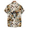 Vacation Couple Outfit Sunflower Leaf Skull with Cowboy Hat Western Style Pattern Ruched Bust Dress and Button Up Shirt Vintage Matching Outfit - multicolor S | US 4