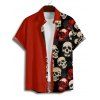 Chemise gothique à manches courtes et boutons pour homme, imprimé tête de mort rétro, style rétro, style vacances - Noir 5XL