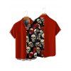 Chemise gothique à manches courtes et boutons pour homme, imprimé tête de mort rétro, style rétro, style vacances - Noir 5XL