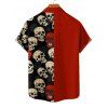 Chemise gothique à manches courtes et boutons pour homme, imprimé tête de mort rétro, style rétro, style vacances - Noir 5XL