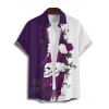 Chemise gothique monochrome à manches courtes et boutons pour homme, motif tête de mort et roses, style vacances - Concorde XL