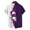Chemise gothique monochrome à manches courtes et boutons pour homme, motif tête de mort et roses, style vacances - Concorde XL