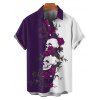 Chemise gothique monochrome à manches courtes et boutons pour homme, motif tête de mort et roses, style vacances - Concorde 3XL