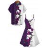 Gothic Couple Outfit Monochrome Rose Skulls Pattern Spaghetti Strap Tank Dress and Button Up Shirt Holiday Matching Outfit - CONCORD S | US 4