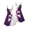 Gothic Couple Outfit Monochrome Rose Skulls Pattern Spaghetti Strap Tank Dress and Button Up Shirt Holiday Matching Outfit - CONCORD S | US 4