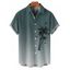 Chemise de vacances à motif palmier ombré pour homme, boutonnée, retroussée, manches courtes, décontractée - Vert profond 4XL