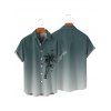 Chemise de vacances à motif palmier ombré pour homme, boutonnée, retroussée, manches courtes, décontractée - Vert profond 4XL