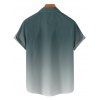 Chemise de vacances à motif palmier ombré pour homme, boutonnée, retroussée, manches courtes, décontractée - Vert profond 4XL