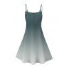 Robe de vacances à motif palmier ombré, bretelles spaghetti, col en V, coupe trapèze, mini-robe décontractée - Vert profond L | US 8-10