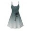 Robe de vacances à motif palmier ombré, bretelles spaghetti, col en V, coupe trapèze, mini-robe décontractée - Vert profond L | US 8-10