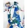 Beach Couple Outfit Tropical Print Tie Shoulder Bikini Triangle See Through Cover 3 Piece Bikini Sets and Button Up Shirt Vacation Matching Outfit - Bleu S | US 4