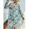 Beach Couple Outfit Tropical Print Tie Shoulder Bikini Triangle See Through Cover 3 Piece Bikini Sets and Button Up Shirt Vacation Matching Outfit - Vert clair S | US 4