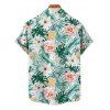 Beach Couple Outfit Tropical Print Tie Shoulder Bikini Triangle See Through Cover 3 Piece Bikini Sets and Button Up Shirt Vacation Matching Outfit - Vert clair S | US 4
