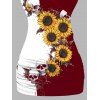 Gothic Women Outfit Monochrome Sunflower Skulls Pattern Butterfly Lace Tank Top and Wide Leg Pants Holiday Two Piece Set - Rouge foncé S | US 4