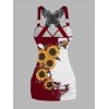 Gothic Women Outfit Monochrome Sunflower Skulls Pattern Butterfly Lace Tank Top and Wide Leg Pants Holiday Two Piece Set - Rouge foncé S | US 4