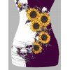 Gothic Women Outfit Monochrome Sunflower Skulls Pattern Butterfly Lace Tank Top and Wide Leg Pants Holiday Two Piece Set - Concorde S | US 4