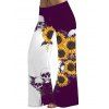 Gothic Women Outfit Monochrome Sunflower Skulls Pattern Butterfly Lace Tank Top and Wide Leg Pants Holiday Two Piece Set - Concorde S | US 4