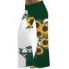 Gothic Women Outfit Monochrome Sunflower Skulls Pattern Butterfly Lace Tank Top and Wide Leg Pants Holiday Two Piece Set - Vert profond S | US 4