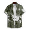 Vacation Couple Outfit Ombre Palm Tree Pattern Ruched Bust Belt Sweetheart Neck A Line Mini Dress and Button Up Shirt Beach Matching Outfit - Vert clair S | US 4