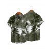 Vacation Couple Outfit Ombre Palm Tree Pattern Ruched Bust Belt Sweetheart Neck A Line Mini Dress and Button Up Shirt Beach Matching Outfit - Vert clair S | US 4