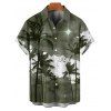 Chemise de vacances à motif palmier ombré pour homme, boutonnée, retroussée, manches courtes, pour la plage - Vert clair 5XL