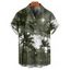 Chemise de vacances à motif palmier ombré pour homme, boutonnée, retroussée, manches courtes, pour la plage - Vert clair 5XL