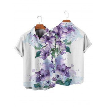 Vacation Couple Outfit Smudge Flower Leaf Pattern Ruched Bust Sweetheart Neck A Line Mini Dress and Button Up Shirt Casual Matching Outfit