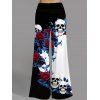 Pantalon large style gothique à motif de feuilles de roses et de crânes, taille large et élastique, pantalon long pour les vacances - Noir XXL | US 14