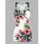 Débardeur de vacances froncé en dentelle avec motif de fleurs d'hibiscus ombré et de feuilles, haut long à bretelles et anneau en O - Vert profond XXL | US 14