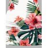 Débardeur de vacances froncé en dentelle avec motif de fleurs d'hibiscus ombré et de feuilles, haut long à bretelles et anneau en O - Vert profond XXL | US 14