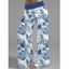 Pantalon large à motif de feuilles tropicales et de fleurs d'hibiscus, taille large et élastique, style décontracté - Bleu XXL | US 14