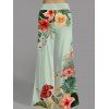 Pantalon large à motif de fleurs colorées et feuilles pour les vacances, taille large et élastique, pantalon long décontracté - Vert clair XXL | US 14