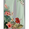 Pantalon large à motif de fleurs colorées et feuilles pour les vacances, taille large et élastique, pantalon long décontracté - Vert clair XXL | US 14