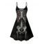 Robe gothique à motif de roses squelettes, bretelles spaghetti, col en V, coupe trapèze, mini-robe débardeur de vacances - Noir XXXXXL | US 20