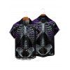 Chemise gothique à manches courtes et boutons pour homme, motif squelette de feu, style vacances - Noir 5XL