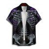 Chemise gothique à manches courtes et boutons pour homme, motif squelette de feu, style vacances - Noir 5XL