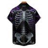 Chemise gothique à manches courtes et boutons pour homme, motif squelette de feu, style vacances - Noir 5XL